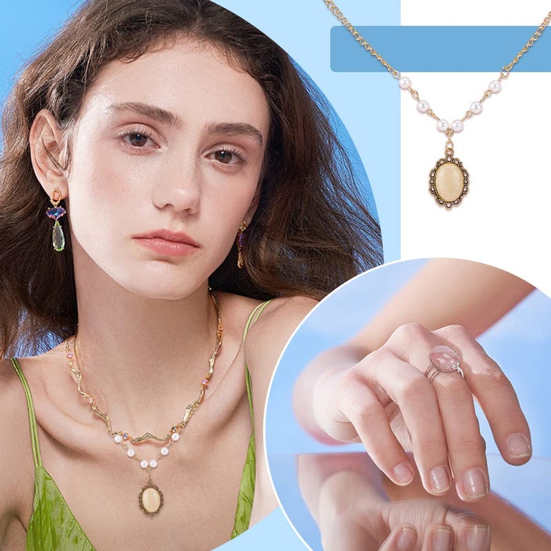 PH PandaHall 18x13mm Oval Gemstone Cabochons, 25 Styles Flatback Synthetic Dome Cabs for Jewelry Making Photo Frame Home Decor - Image 4